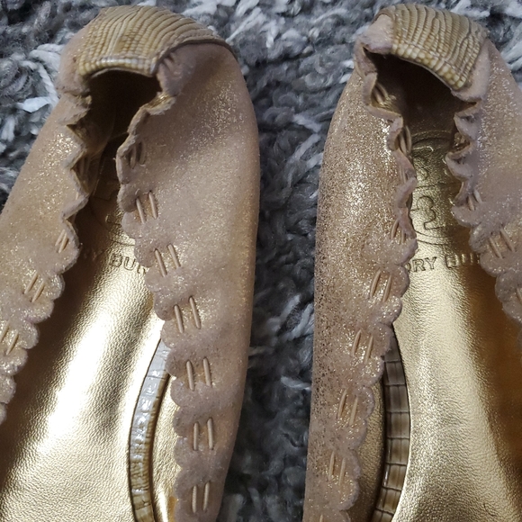 Tory Burch Romy Gold Ballet Flats Snakeskin Size 7 - Picture 5 of 8